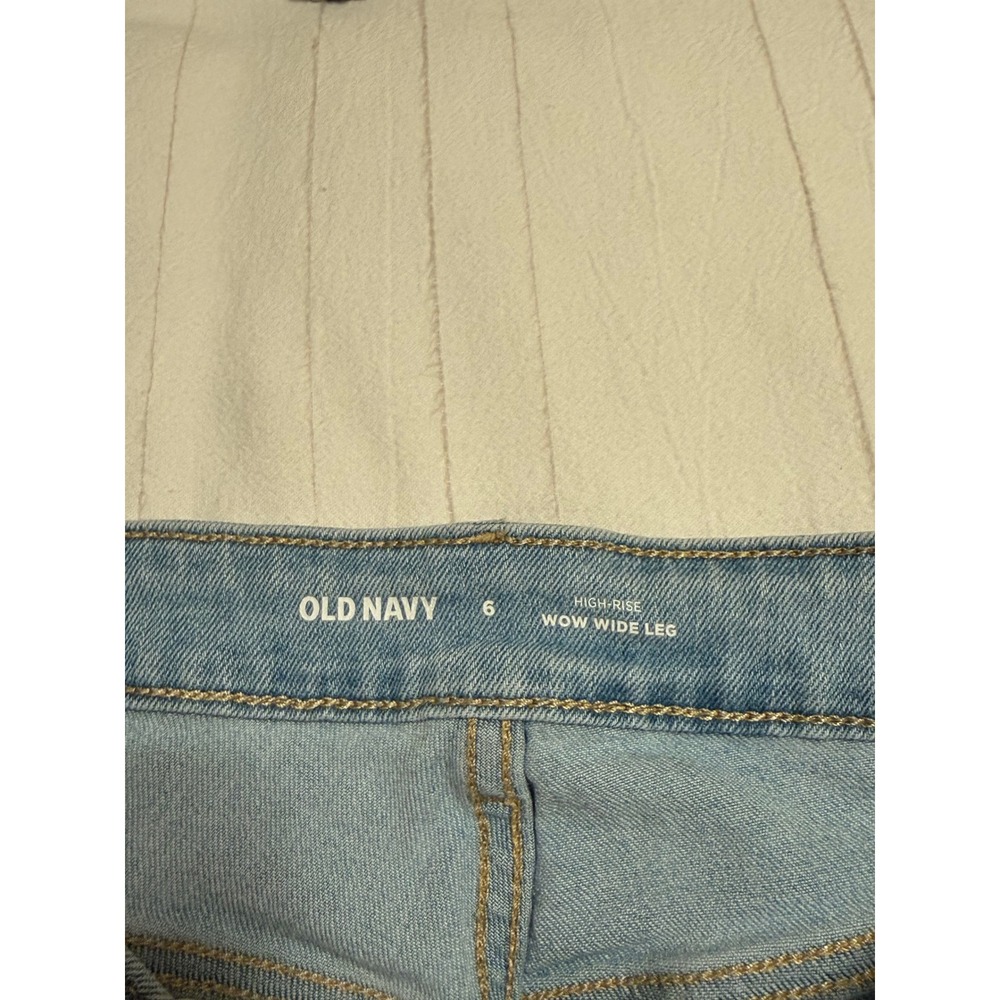 Old Navy Wow Wide Leg Jeans High Rise Light Wash Denim Blue Womens 6 - Picture 3 of 6